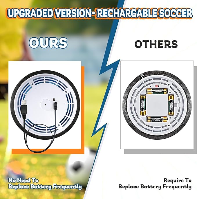 4-in-1 Hover Soccer Ball Set, Rechargable Air Floating Soccer Toy with LED Lights, Indoor & Outdoor Kids Sports Toys, Christmas Birthday Gifts for Boys Girls Aged 3 4 5 6 7 8-12