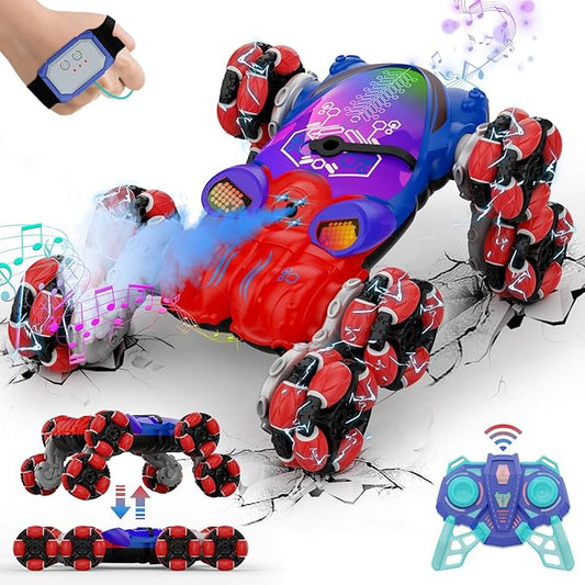 8WD Gesture Sensing Rc Stunt Cars Toys for Boys Age 6-13, Hand Remote Control Climbing Car, Toy for Kids 6 7 8 9 10 11 12+ Years Old Christmas Birthday Coolest Best Gift Idea for Boy Girl Red