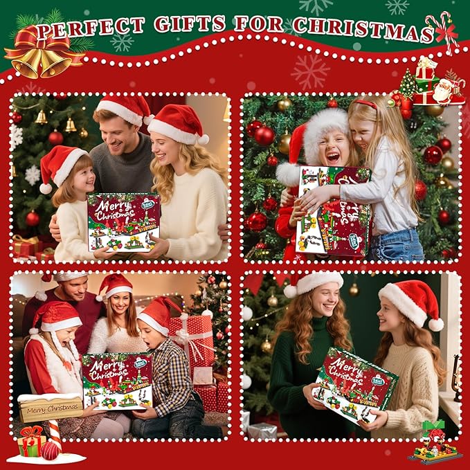 777 Pack Advent Calendar 2025 Building Block Kit-Train Set, 24-Day Countdown Toy Building Set Party Favors, Construction Toy Christmas Gift for Adults