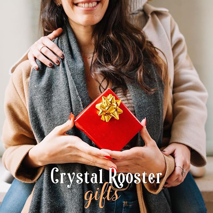 Movdyka 2pc Brown Crystal Chicken Rooster Figurine Table Art Sculpture Decor Hand Blown Glass Farm Animal Table Ornament Decoration Statue Rooster Gifts for Women