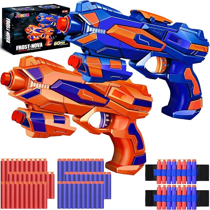 JONEG 2 Pack Blaster Guns Toy, Guns Toys for Kids Age 6 8 Birthday Gift for 6-7 Year Old Boys Girls Ideas Gifts for Boys Kids Age 6 10 Outdoor Games Toys for 9 yr Old Boy