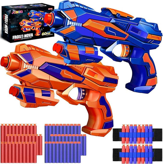 JONEG 2 Pack Blaster Guns Toy, Guns Toys for Kids Age 6 8 Birthday Gift for 6-7 Year Old Boys Girls Ideas Gifts for Boys Kids Age 6 10 Outdoor Games Toys for 9 yr Old Boy