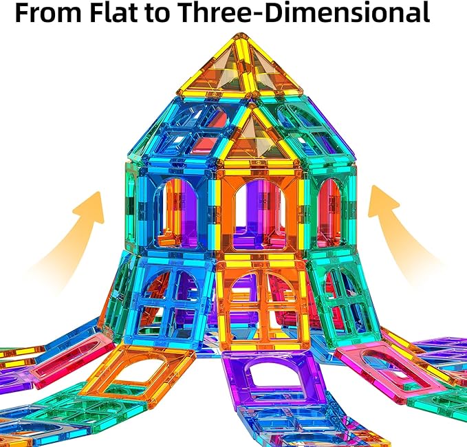 TEMI Magnet Tiles, 80 PCS Magnet Building Toy, Magnets Building Set, Learning and Education Toys Christmas Toy Gifts for Ages 3 4 5 6 7 8+ Year Old Toddler Kids Boys and Girls