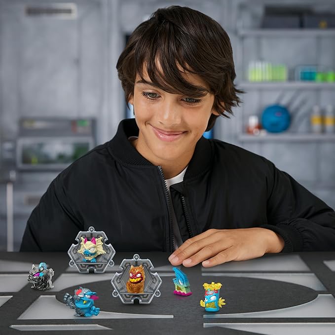 MRBEAST LAB Swarms Series 3, Hyper Fusion Series, 6 Pack - Lab Pack Includes 6 Micro Beasts, 6 Collectible Stickers & 2 Stackable Fusion Caps to Build Out Your Own