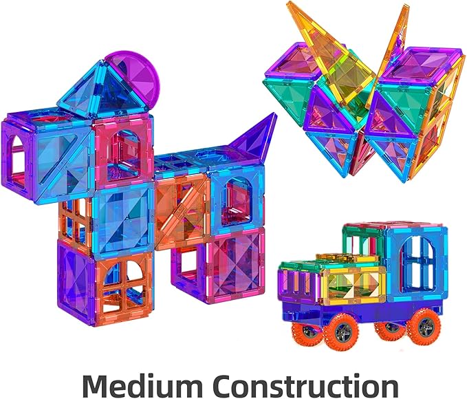 TEMI Magnet Tiles, 80 PCS Magnet Building Toy, Magnets Building Set, Learning and Education Toys Christmas Toy Gifts for Ages 3 4 5 6 7 8+ Year Old Toddler Kids Boys and Girls