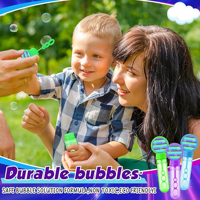 24 Pcs Video Game Bubble Wands Mini Gaming Bubble Toys for Kids Toddlers Video Game Party Christmas Birthday Gifts Filler Goodie Bag Stuffer (Purple, Blue, Green)