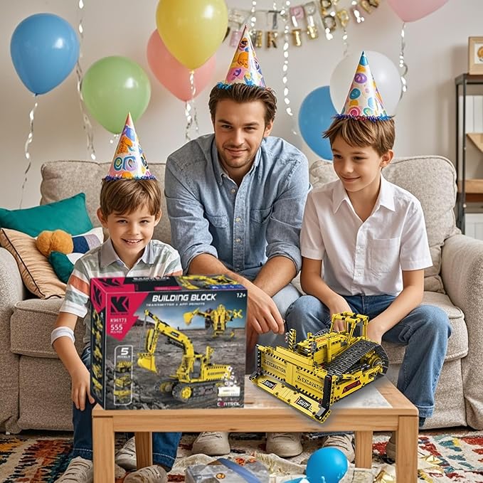 STEM Robot Construction Toys for Kids - Remote-Controlled Excavator Engineering Kit with 555 Pieces, Motor Module, Educational Boys Toys Age 8-10, Science Kits for Kids Age 8-12