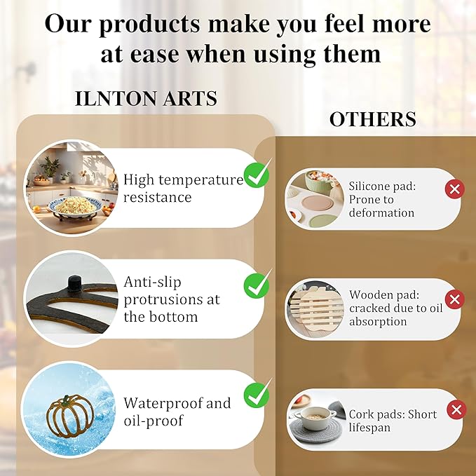 2 Pack Cast Iron Trivet, 7 inch Pumpkin Metal Trivet for Hot Dishes, Heat-Resistant Decorative Trivets for Kitchen and Dining Countertop Protection