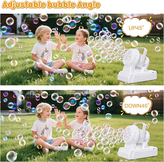 PANACARE Automatic Bubble Machine, Electric Portable Bubble Machine with 20 Bubble Solutions, Produce 10000+ Big Bubbles Per Minute, Suitable for Wedding/Birthday/Children/Party