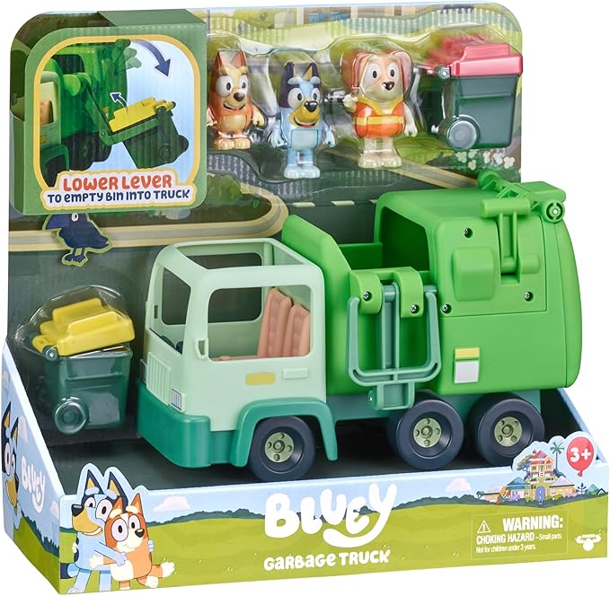 Bluey Garbage Truck Toy Set, Bingo, Bin Man Figures - Includes Trash Cans & Accessories | Amazon Exclusive Playset for Kids Ages 3+