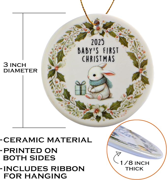2025 Baby’s First Christmas Ornament 3 Inch, Babys 1st Christmas Ornament 2025, First Christmas Baby Ornament, Newborn Xmas Keepsake Decor