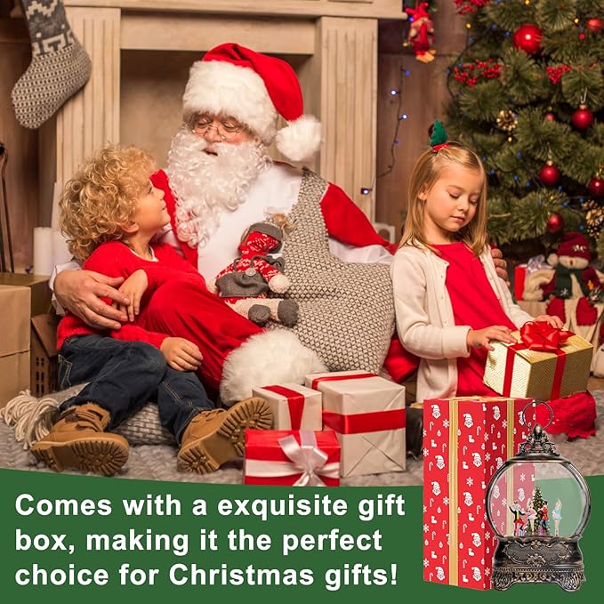 Christmas Snow Globe Lantern, Clara &Nutcracker and Mouse King Christmas Tree Musical Snow Water Lantern Swirling Glittering Holiday Decorations Gifts for Family, Children or Friends