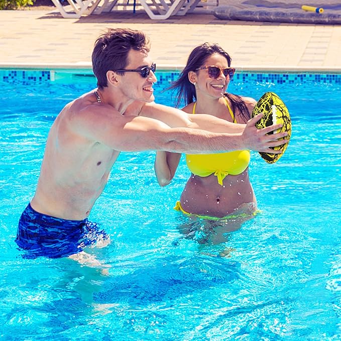 Jasonwell Pool Beach Water Football - Waterproof Football Strong Grip Fun Pool Toys Games for Swimming Pools Beach Lake Park Backyard Outdoor Play for Kids Children Teens Adults Family