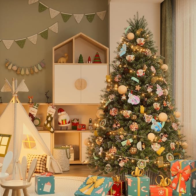 iDIY Personalized Babys First Christmas Ornaments 2025 - Custom Name Baby Ornaments for Christmas Tree - Xmas Gifts Ideal for Baby Grandkids Newborn - Girl or Boy - Pink