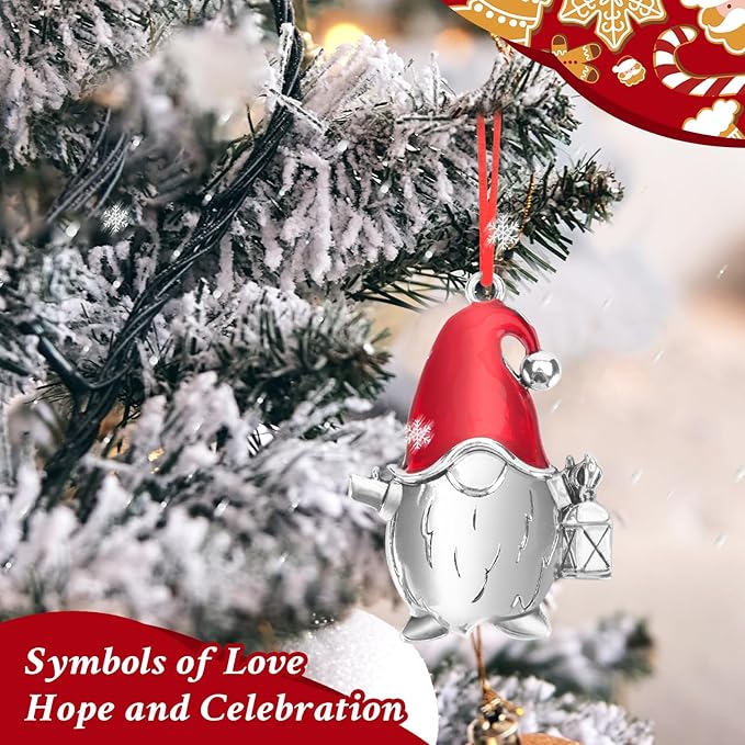 Metal Christmas Tree Ornaments 2025 - Pewter Plated Vintage Style Holiday Ornament with Hanging Cord