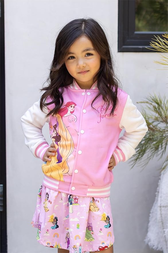 Disney Minnie Mickey Stitch Princess Frozen Elsa Marvel Jacket Lightweight Coat Button up Color Block Sweatshirt 2-14 Years