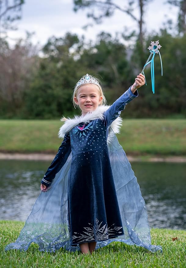 Snow Queen Princess Costumes for Girls Winter Warm Princess Dress Up for Halloween Christmas Cosplay Snow Party