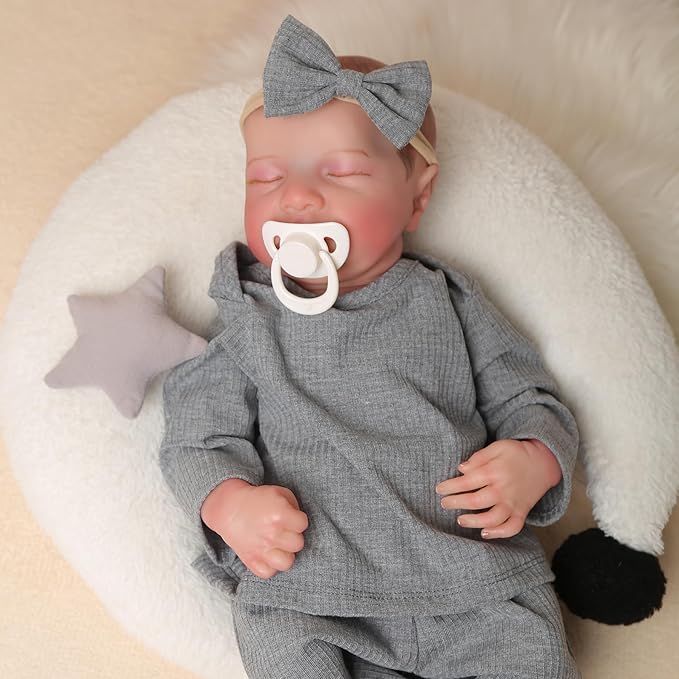 Realistic Reborn Baby Dolls-18 Inch Real Life Baby Dolls Girl Lifelike Baby Doll with Accessories for 3+ Years Old (Gray)