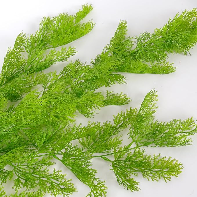 RECUTMS 3 Pcs Artificial Fake Hanging Ferns Plants Vine Ivy Outdoor UV Resistant Plastic Faux Plant for Outside Decoration (Green)