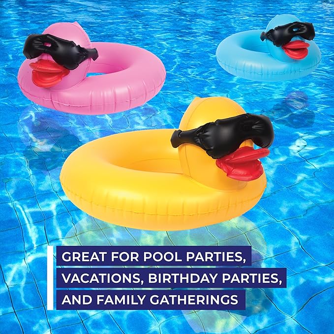 GAME 51817-BB Derby Duck Childs Ring 3 Pack - Small Inflatable Float, Summer Pool & Beach Swim Floaties for Kids Ages 3+ Up to 70 lbs., Water Fun Accessories, 2’ Long x 2.5’ Wide with 10” Center