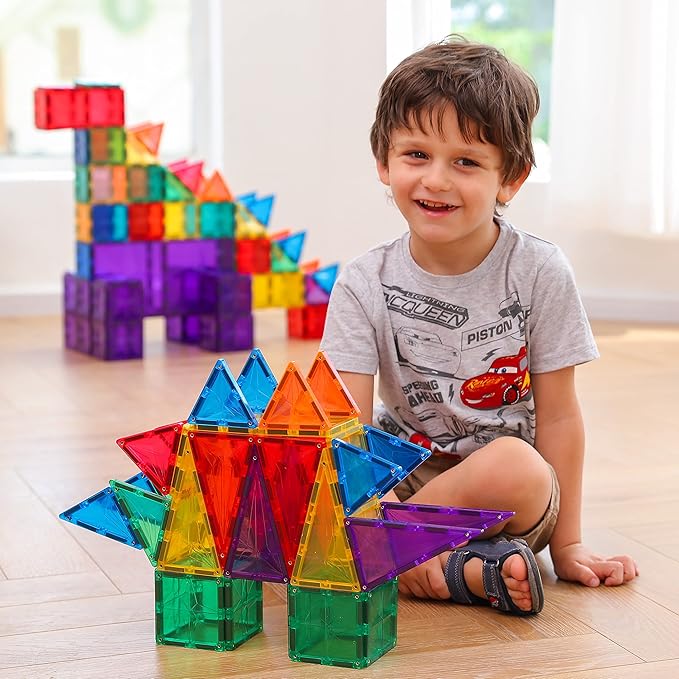 110PCS Premium MagneticTiles, MagnetTiles, STEM AUTHENTICATED, Magnetic Blocks, Magnetic Building Blocks, Magnets for Kids, MagneticTile Toy Boys Girls Age 3 4 5 6 7 8