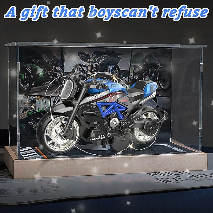 4-Pack Pull-Back Motorcycle Toys - Friction Powered Kids Toy Cars with Lights, Sounds & Automatic Drive for Boys & Girls Aged 3-12