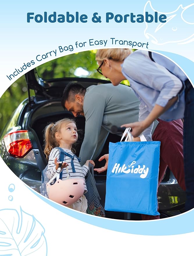 Foldable Kiddie Pool with Canopy: 47in Baby Pool and Beach Tent for Toddlers Infants 6-12 Months and Kids 2-4 Years Old - Portable Water Play with Shade for Outdoor Backyard Beach (Blue-Green)