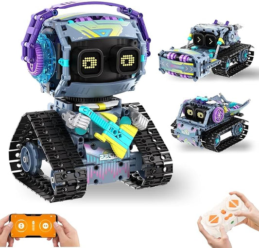 3in1 STEM Kits for Kids Age 8-10 - 519pieces Remote Control and App Programmable Robot Toys, Birthday for Boys Toys Age 8-10, Fantastic Robot Kit for Kids Interactive Play