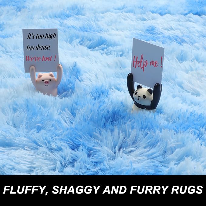 PAGISOFE Fuzzy Area Rugs for Bedroom Living Room Fluffy Shag Fur Rug for Kids Nursery Dorm, Furry Rugs Shaggy Decorative Accent Rug for Home Floor Carpet, 5x8 Feet, Blue