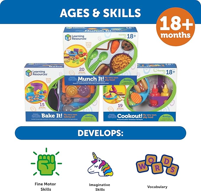 Learning Resources New Sprouts Munch It! Pretend Play Food, Develops Imaginative Play, Play Food for Toddlers, Picnic Play Food, 20 Pieces, Ages 18 Months +