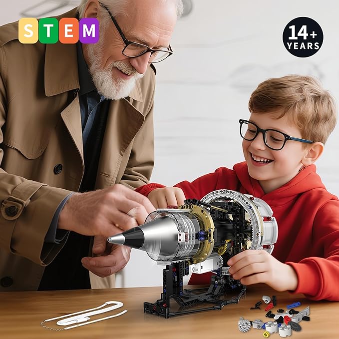 Jet Engine Model Kit That Runs, App Controlled Building Blocks Sets with Motor, Visible Aircraft Engine Building Kit for Adults & Kids 14+ Year Old (564 PCS)