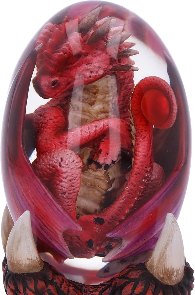 Nemesis Now Elemental Dragonlings, Glass Egg Figurine, Cast in The Finest Resin, Expertly Hand-Painted - Fire