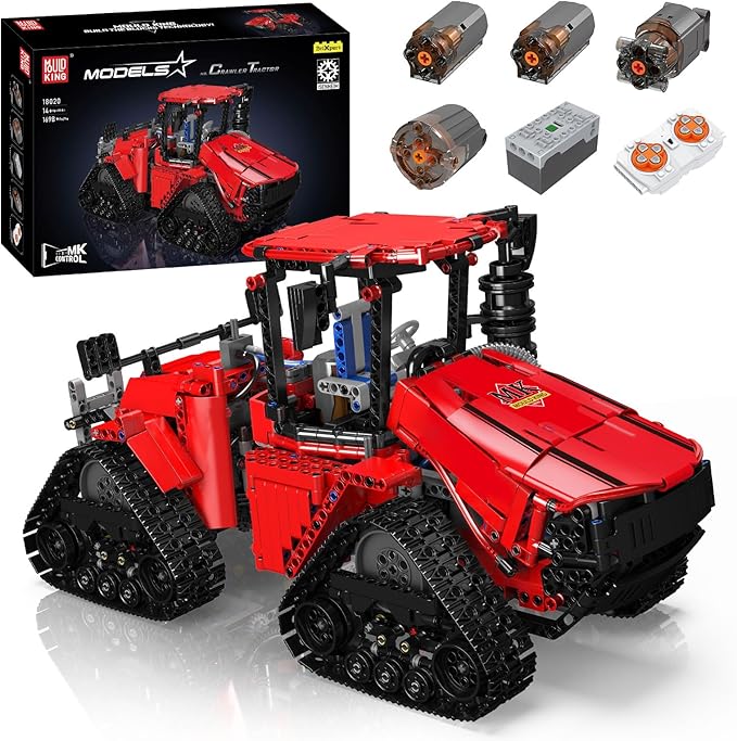 Mould King 18020 Tractor Building Blocks Toy, Remote Control Crawler Tractor with 4 Motors, Construction Vehicles Model for Kids/Adults (1698 Pieces)