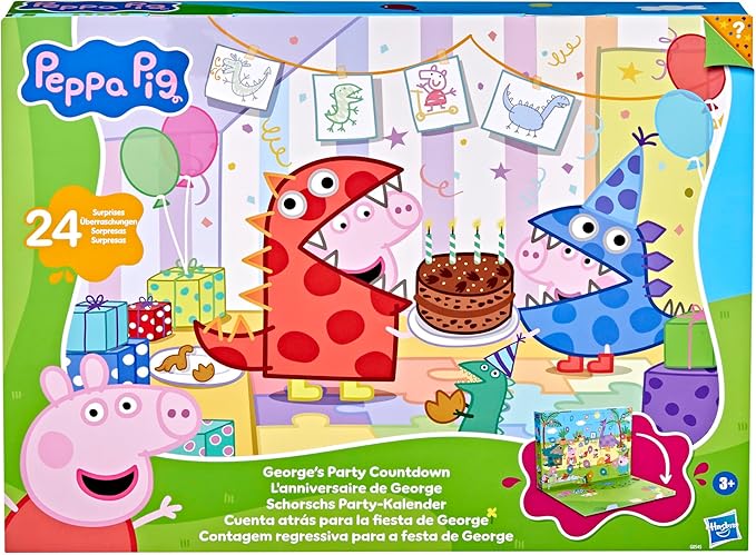 PEPPA PIG George's Party Advent Calendar with 24 Surprise Toys and Stickers Including 5 Figures, Preschool Toys for Girls and Boys 3 and Up (Amazon Exclusive)