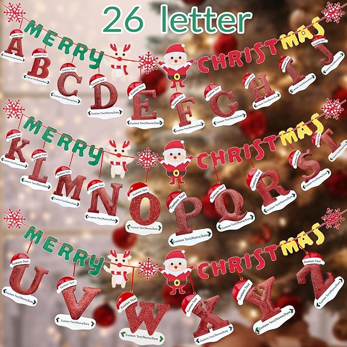 Personalized Letter Christmas Ornaments 2025, Custom Xmas Ornaments Decorations for Christmas Tree with Name 3D Resin Xmas Hanging Pendant Original Gifts for Family Friends (M)