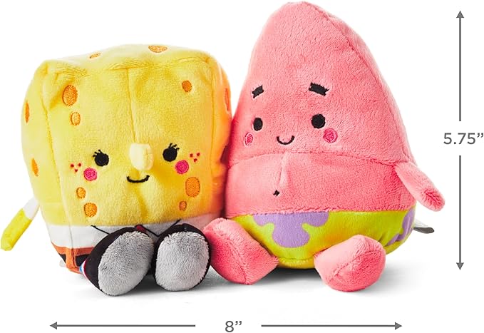 Hallmark Better Together Nickelodeon Magnetic Plush (Spongebob and Patrick) 5.75" Stuffed Toys, Easter Gifts for Kids