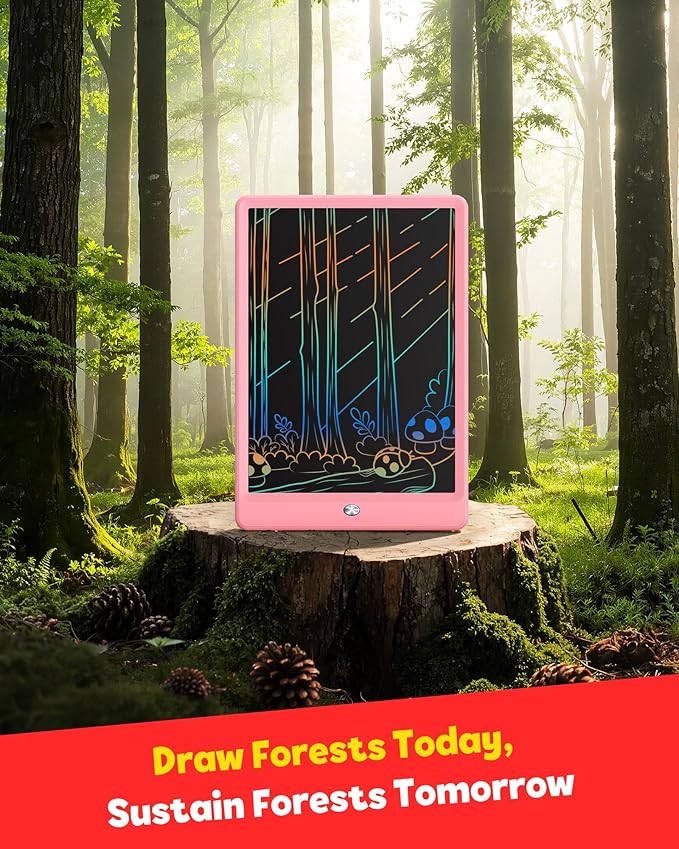 TEKFUN LCD Writing Tablet for Kids, 10-inch Coloring Drawing Pad, Mess Free Doodle Board, Christmas Gifts for Girls and Toddlers, Toys for 3 4 5 6 7 8 Year Old Boys (Pink)