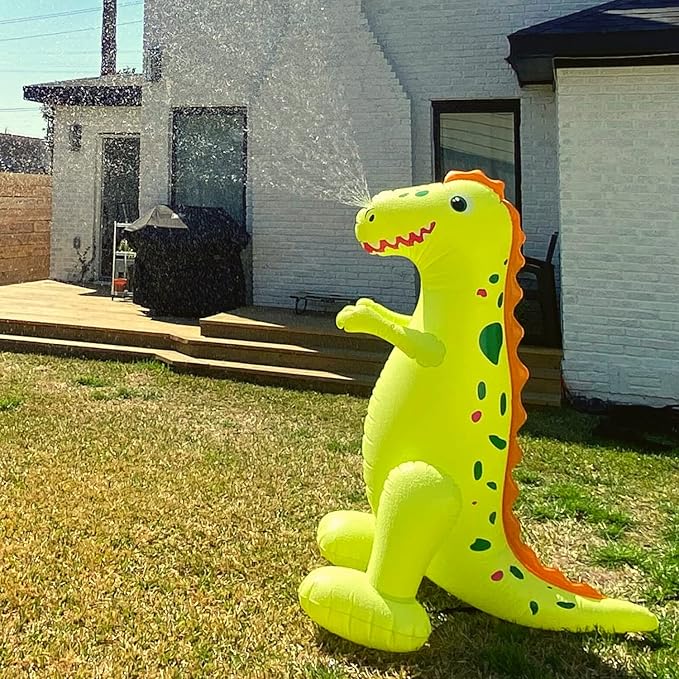 Float Joy Sprinkler for Kids Outdoor Play Water Sprinkler Inflatable 5.5ft Giant Dinosaur T-REX Great Gift for Kids and Adults Water Toy for Pool Party Decorations Summer Yard Party