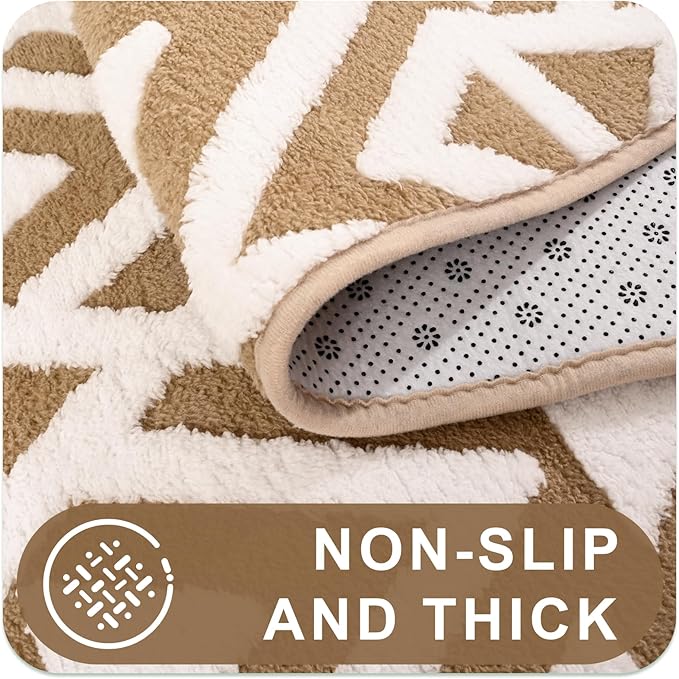 Ompaa Ultra Soft Shaggy Rugs Memory Foam Bedroom Carpet, Beige 7 x 10 Feet Large, Plush Geometric Textured Area Rugs for Living Room Couch Dorm Bedside Kids Girls Teens Room Nursery Decor Floor Mat