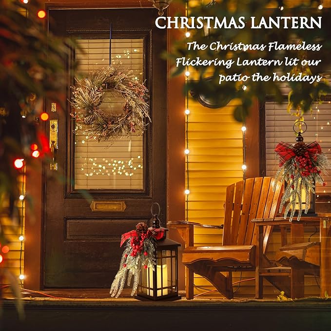 Christmas Decorations Outdoor Hanging Lanterns Holiday Decorative Lantern LED Candle Lantern Decorative Indoor & Outdoor, Christmas Decorations for Patio Front Porch Table Decor,Christmas Gifts