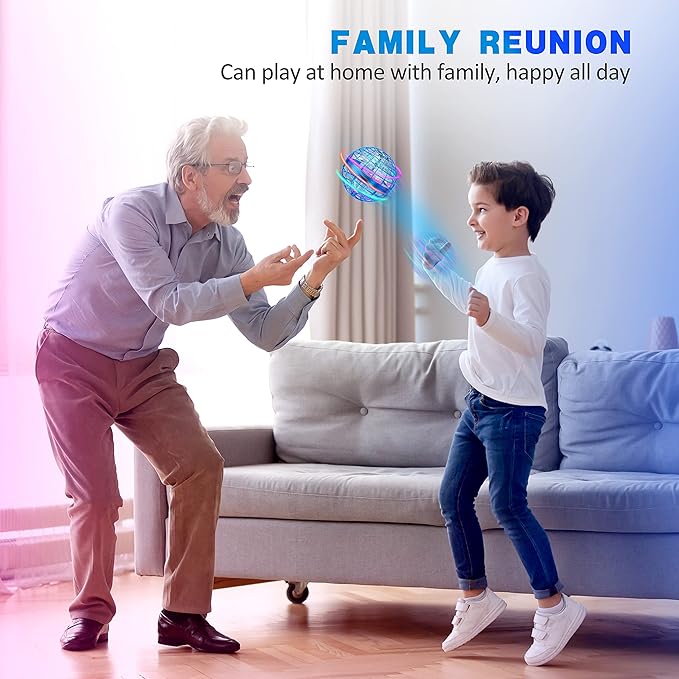 LEMATRIX Flying Orb Ball Toy, Hover Ball Boomerang Fly Fidget Spinner, Cool Toys Gifts for 6 7 8 9 10 11 12+ Years Old boy Girls Teens, Hand Mini Drone Cosmic Globe, Indoor Outdoor Toys(Blue)