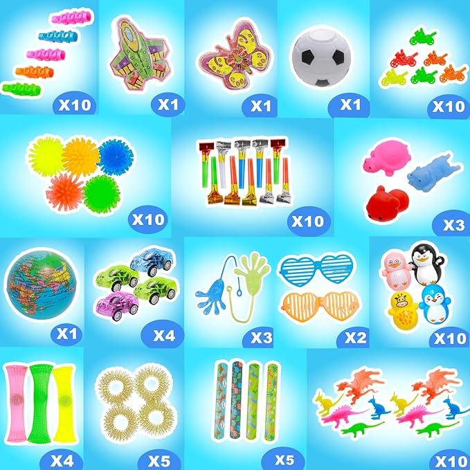 140 Pcs Kids Party Favors, Stocking Stuffers Gifts,Fidgets Toys Pack,Bulk Toys for Carnival Treasure, Classroom Prizes Box,Adults Stress Relief,Sensory Toys,Pinata Filler