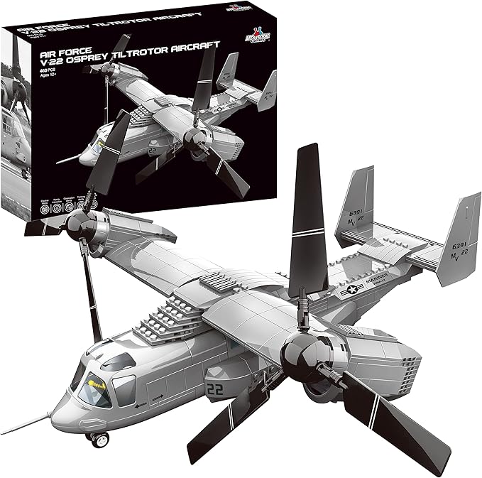 Apostrophe Games V-22 Osprey Tiltrotor Aircraft Building Block Set - 460 Pieces
