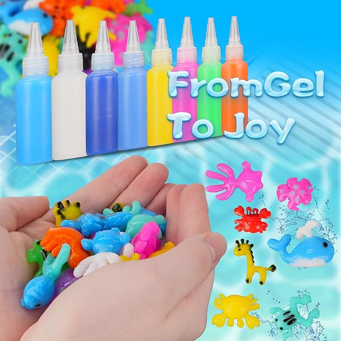 Magic Water Elf Toy Kit,Aqua Fairy Water Gel kit with 20 Magic Gel&14 Molds,Water Pets,Birthday Gifts,Party Favors,Make Your own Squishies Toys DIY Craft Kit for Kids Ages 3+