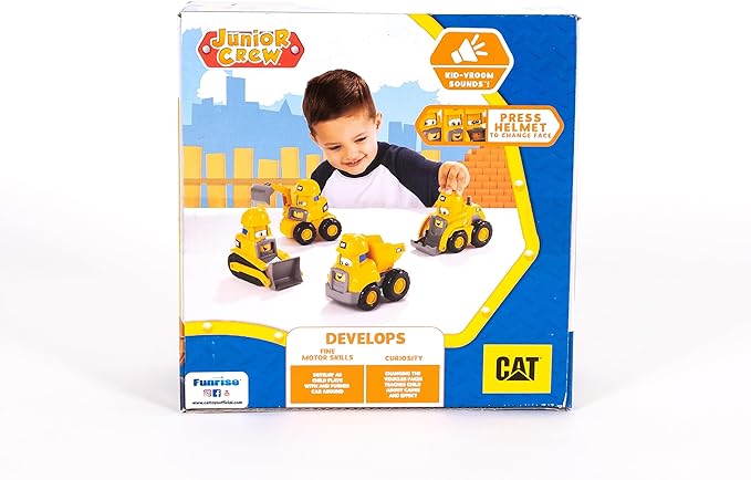 CAT Construction Toys, Junior Crew Construction Pals Excavator EduCATional Preschool Vehicle with Kid Vroom Sounds and Animated Face. for Ages 2+