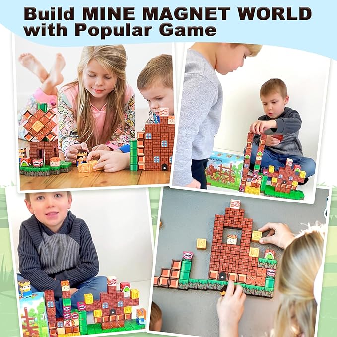 Soyee Magnetic Blocks Building Toys - Build Mine Magnet World Set Toddler Kids Sensory Toys for Boys & Girls Ages 3-5 5-7 8-12, 1'' Magnetic Cubes Game for Boys