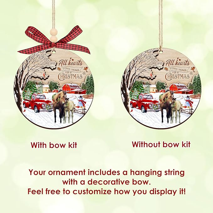 2025 Christmas Ornaments Gifts for Men, Women - Christmas, Farmhouse Gifts for Family, Mom, Dad, Friends, Horse Lovers, Horse Decor - Christmas Tree Decoration Wooden Ornament