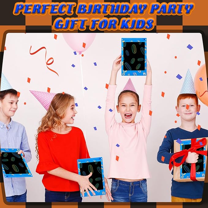 Nezyo 12 Pack Large Kids Party Favors Blue Golden Rings LCD Writing Tablet for Kids 8.5 Inch Drawing Tablet Erasable Reusable Electronic Drawing Pads for Birthday Supplies Gifts Goodie Bags Stuffers