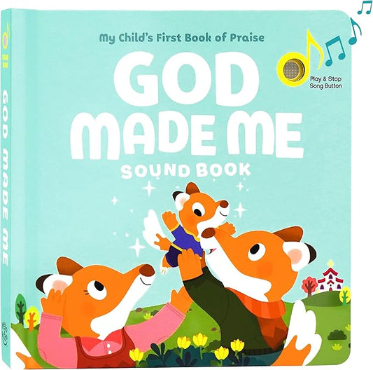 God Made Me Christian Sound Books for Kids - 6 Bible Songs - Christening, Baptism Gifts for Boys and Girls - Religious Toys, Interactive Music Books for Toddlers - Baby Dedication