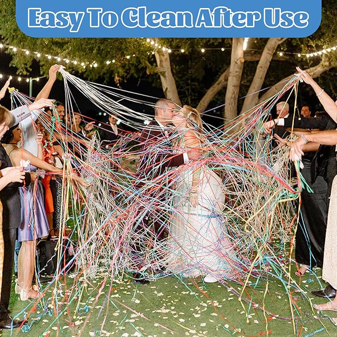 50 Pcs Colorful Streamer Poppers, No Mess Paper Streamers, Hand Throw Streamers for Party Decorations, Wedding, Graduation, Celebration